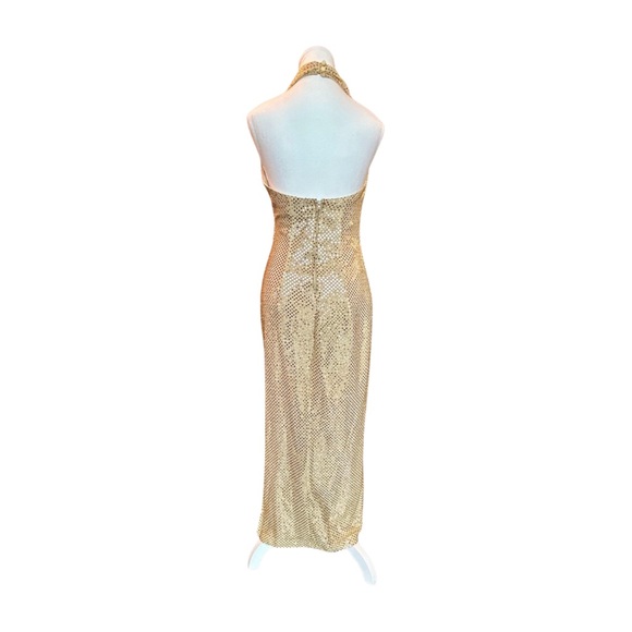 Vintage Gold Sequin Halter Evening Gown – Chica’s California – Size S – Made in - Picture 4 of 6